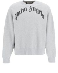 Palm Angels - Gd Gebogen Sweatshirt Met Logoprint In Grijs - Lyst