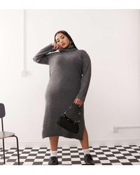 Noisy May - Curve High Neck Knitted Midi Jumper Dress - Lyst