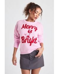 Boohoo - Merry And Bright Christmas Jumper - Lyst