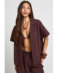 Boohoo - Essentials Oversized Textured Short Sleeve Beach Shirt - Lyst
