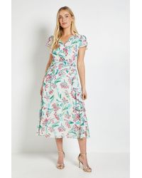 Wallis - Petite Floral Dobby Ruffle Midi Dress - Lyst