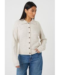 Brave Soul - Collared Button Through Knitted Cardigan - Lyst