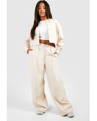 Boohoo - Plus Tailored Seam Front Slouchy Wide Leg Trousers - Lyst