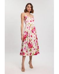 Karen Millen - Scattered Cotton Poplin Boned Detail Woven Maxi Prom Dress - Lyst