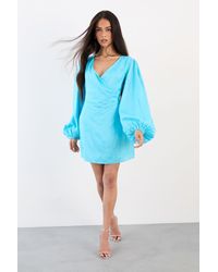 Warehouse - Blouson Sleeve Jacquard Mini Dress - Lyst