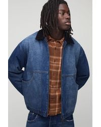 BoohooMAN - Oversized Boxy Washed Panelled Jean Jacket - Lyst
