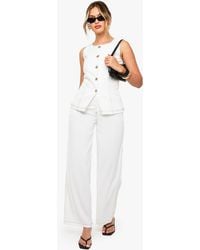 Boohoo - Contrast Stitch Button Straight Leg Trouser - Lyst