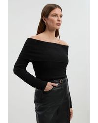 Karen Millen - Wool Blend Cosy Bardot Knit Jumper - Lyst