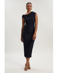 Karen Millen - Textured Ruched Jersey Midi Dress - Lyst