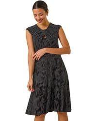 Roman - Spot Print Twist Stretch Midi Dress - Lyst