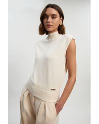 Karen Millen - Viscose Blend High Neck Knitted Tank Top - Lyst