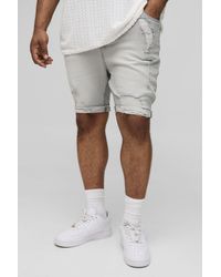 BoohooMAN - Plus Skinny Stretch Ripped Jean Shorts - Lyst