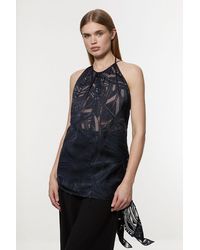 Karen Millen - Amelia Graham Burnout Halter Neck Asymmetric Tunic - Lyst