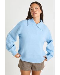 Boohoo - Collar Detail Soft Knit Oversized Knitted Jumper - Lyst