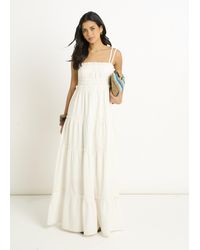 Gini London - Cotton Shirred Strappy Flare Maxi Dress - Lyst
