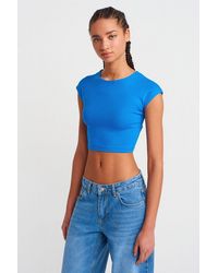 Dilvin - Slim Fit Crop Jersey Blouse - Lyst