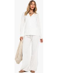 Boohoo - Crinkle Oversized Shirt & Trouser Co-Ord - Lyst