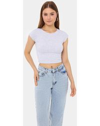 Hiccup - Basic Round Neck Short Sleeve Cropped Top - Lyst