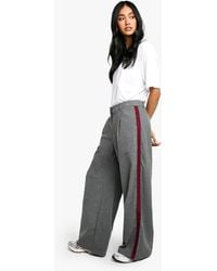 Boohoo - Side Stripe Detail Pinstripe Wide Leg Tailored Pants - Lyst