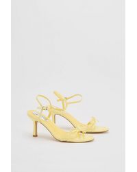 Oasis - Scarlett Faux Leather 2 Part Bow Trim Medium Heeled Sandals - Lyst