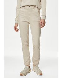Marks & Spencer - M&S Collection Ladies Cotton Blend Slim Fit Ankle Grazer Joggers - Lyst