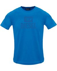 DIESEL - Monotone Logo Sapphire T-Shirt Cotton - Lyst