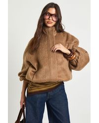 Boohoo - Textured Wool Look Bomber Jacket - Lyst