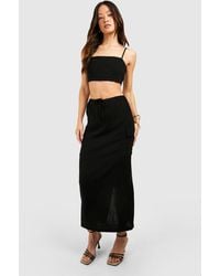 Boohoo - Tall Linen Look Pocket Midaxi Skirt - Lyst