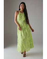 Warehouse - Petite 3D Embroidered Halter Open Back Midi Dress - Lyst