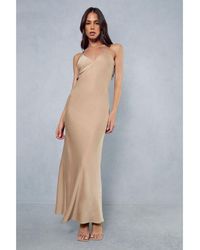 MissPap - Satin Strappy Low V Back Maxi Dress - Lyst