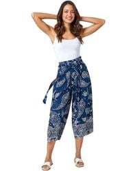 Roman - Paisley Print Wide Leg Cropped Trousers - Lyst