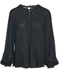Conquista - Long Sleeve Polka Dot Top With Pintuck Detail - Lyst