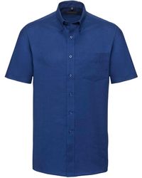 Russell - Collection Oxford Easy-Care Short-Sleeved Shirt (Bright Royal) - Lyst