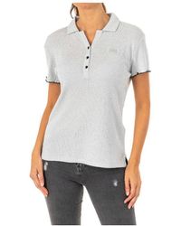 La Martina - Womenss Shiny Effect Short-Sleeved Polo Shirt With Lapel Collar Lwp009 - Lyst