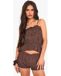 Boohoo - Textured Stripe Ruffle Cami - Lyst