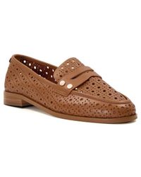 Dune - Ladies Glimmered - Laser-cut-detail Penny Loafers Leather - Lyst