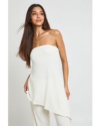 Boohoo - Plisse Longline Bandeau Asym Hem Top - Lyst