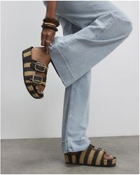 River Island - Sandals Stripe Raffia Footbed Pu - Lyst