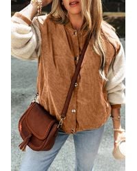 Azura Exchange - Corduroy Sherpa Sleeve Jacket - Lyst