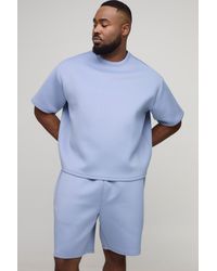 BoohooMAN - Plus Oversized Boxy Bonded Scuba T-Shirt & Relaxed Short Set - Lyst