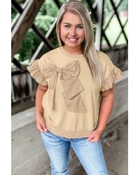 Azura Exchange - Sweatshirt Met Rimpel Mouwen En Strikdetail - Lyst