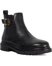 Dune - Paused Leather Buckle Detail Ankle Boots - Lyst