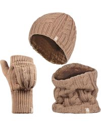 Heat Holders - Thermal Winter Fleece Hat, Neck Warmer And Converter Gloves Set - Lyst