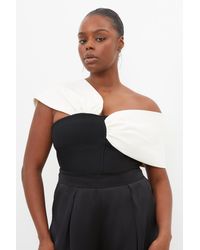 Karen Millen - Plus Size Figure Form Bandage Knit Asymmetric Strap Top - Lyst