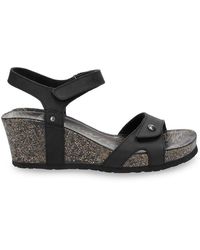 Panama Jack - Damen-Sandalen „Julia B1“ Aus Schwarzem Leder Mit Keilabsatz - Lyst