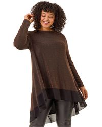 Roman - Curve Glitter Chiffon Hem Tunic Top - Lyst