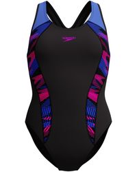 Speedo - Ladies Placement Laneback One Piece Swimsuit (Anthracite/Multicoloured) - Lyst