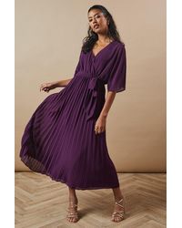 Oasis - Petite Occasion Kimono Sleeve Pleated Midi Dress - Lyst