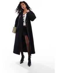 ASOS - Collarless Nipped Waisted Wool Coat - Lyst
