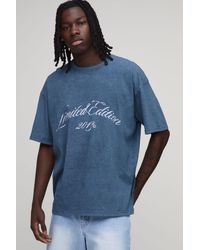 BoohooMAN - Snow Wash Oversized Limited Edition Print T-Shirt Cotton - Lyst